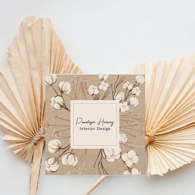Modernes Greenery Blush Pink Kraft Design Quadratische Visitenkarte (Von Creator hochgeladen)