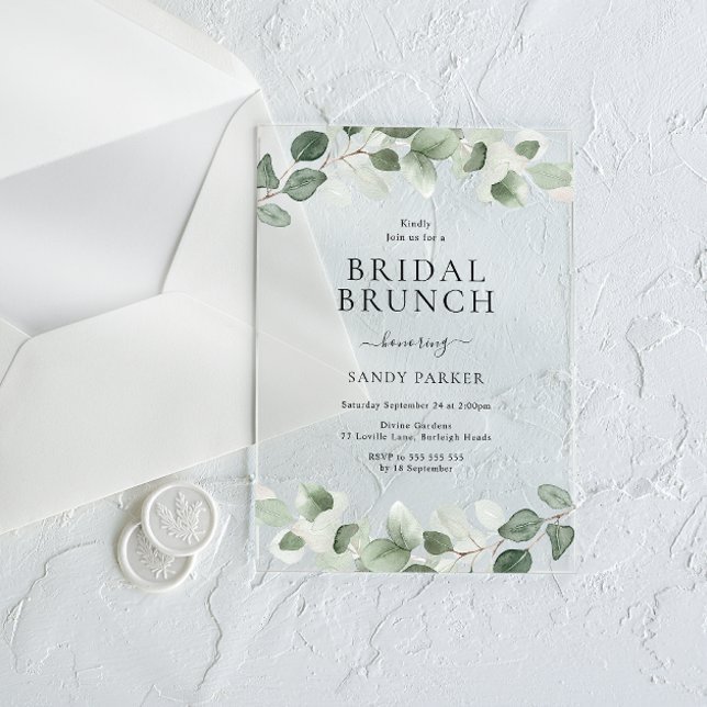 Modernes Greenery Bridal Brunch Brautparty Acryleinladungen (Von Creator hochgeladen)