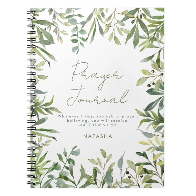 Modernes Greenery Christlich Prayer Journal Notizblock (Vorderseite)