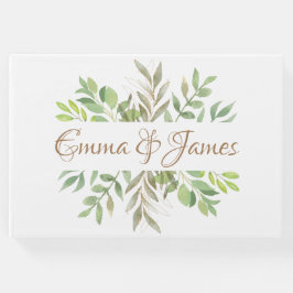 Modernes Greenery Hochzeitsbücher mit Initialen. Gästebuch