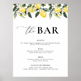 Modernes Greenery Lemon Bar Menu Poster