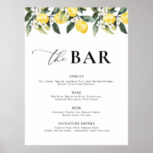 Modernes Greenery Lemon Bar Menu Poster