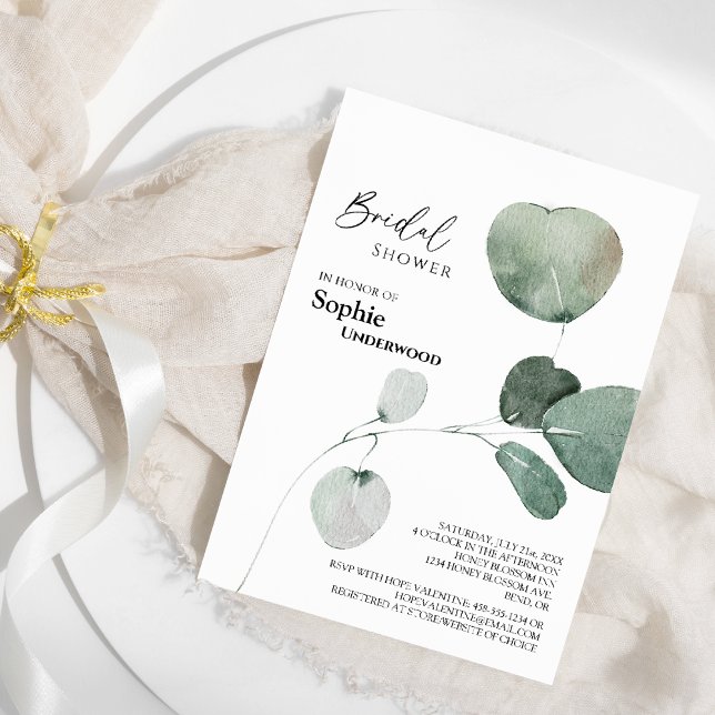 Modernes Greenery White Wedding Brautparty Einladung (Von Creator hochgeladen)