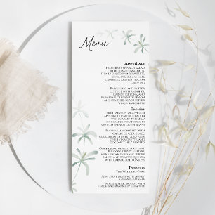 Modernes Greenery White Wedding Flat Menu Menükarte