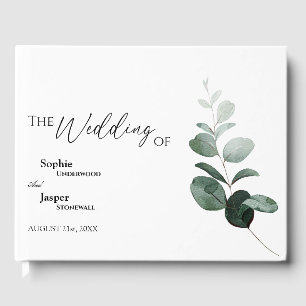 Modernes Greenery White Wedding Gästebuch