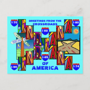 MODERNES GROSSES SCHREIBEN INDIANA GREETINGS POSTC POSTKARTE