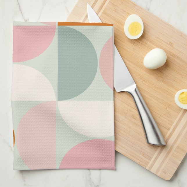 Modernes, grün blütendes Orangenmuster des Mittelj Geschirrtuch (Viertel Falte)