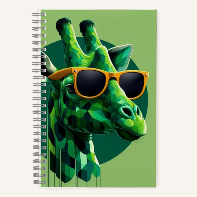Modernes Grün-farbiges GiraffenNotebook Notizbuch (Vorderseite)