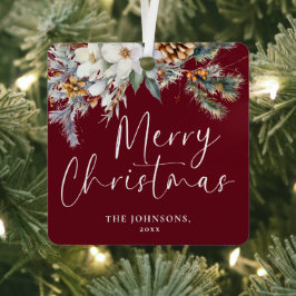 Modernes Grün - Foto der Weihnachtsfamilie Ornament Aus Metall