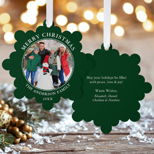 Modernes Grün frommes Weihnachtsfest Foto Ornament Karte