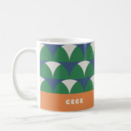 Modernes, grün geometrisches Retro personalisiert Kaffeetasse