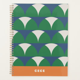Modernes, grün geometrisches Retro personalisiert Planer