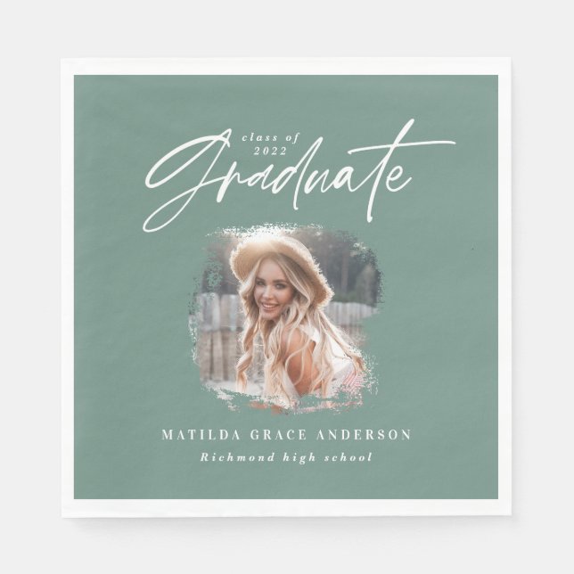 Modernes, grün geschriebenes Foto mit elegantem Ab Serviette (Vorderseite)