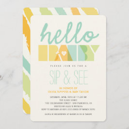 Modernes Grün-hallo Schlückchen u. sehen Babyparty Einladung