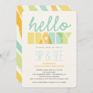Modernes Grün-hallo Schlückchen u. sehen Babyparty Einladung