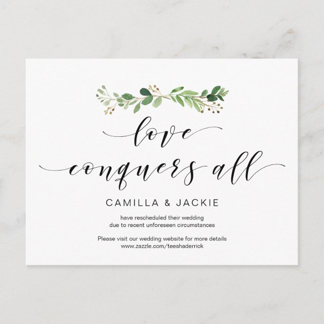 Modernes Grün, Liebe erobert alles, Aufschub Postkarte (Vorderseite)