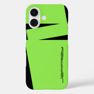 Modernes Grün mit schwarzem Namen Minimalistisch iPhone 16 Hülle