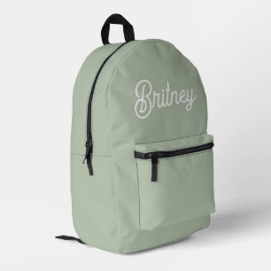 Modernes, grün Personalisiertes Monogramm und Name Bedruckter Rucksack
