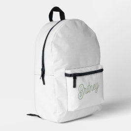 Modernes, grün Personalisiertes Monogramm und Name Bedruckter Rucksack