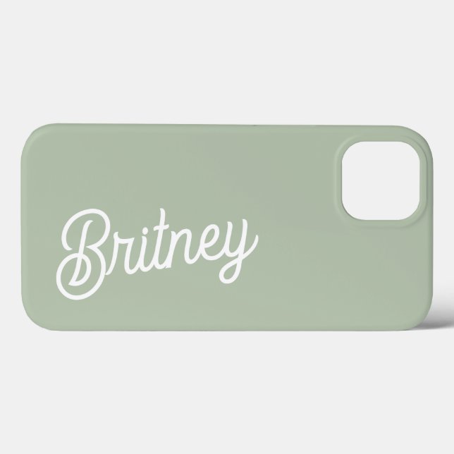 Modernes, grün Personalisiertes Monogramm und Name Case-Mate iPhone Hülle (Rückseite (Horizontal))