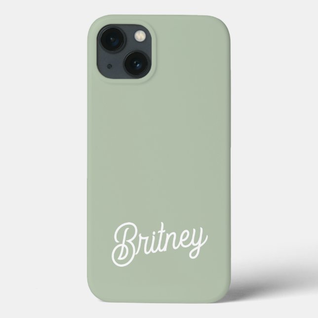 Modernes, grün Personalisiertes Monogramm und Name Case-Mate iPhone Hülle (Rückseite)