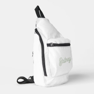 Modernes, grün Personalisiertes Monogramm und Name Crossbody Bag