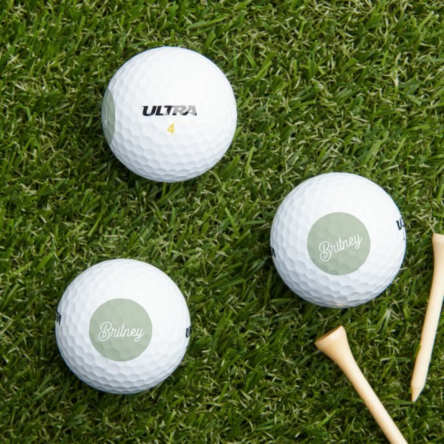 Modernes, grün Personalisiertes Monogramm und Name Golfball (Insitu Gras)