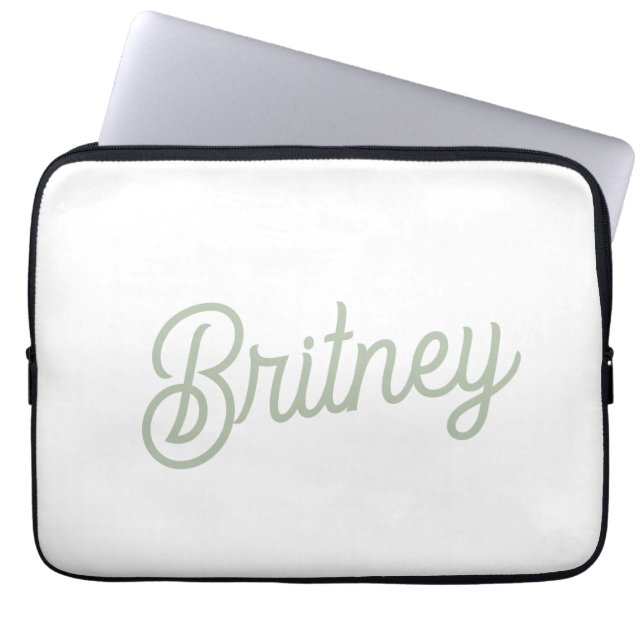 Modernes, grün Personalisiertes Monogramm und Name Laptopschutzhülle (Vorderseite)