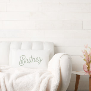 Modernes, grün Personalisiertes Monogramm und Name Lendenkissen