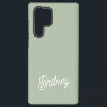 Modernes, grün Personalisiertes Monogramm und Name Samsung Galaxy Hülle<br><div class="desc">Das moderne Sage Green Personalisiert Monogram und der Name Samsung Galaxy S22 Ultra Case vereint Eleganz mit Schutz. Mit einem eleganten, grünen Farbton ist es mit Ihrem Monogramm und Namen versehen und bietet eine persönliche Touch, während Sie Ihr Handy sicher behalte. Der Gehäuse ist so konzipiert, dass Sie Ihr Gerät...</div>