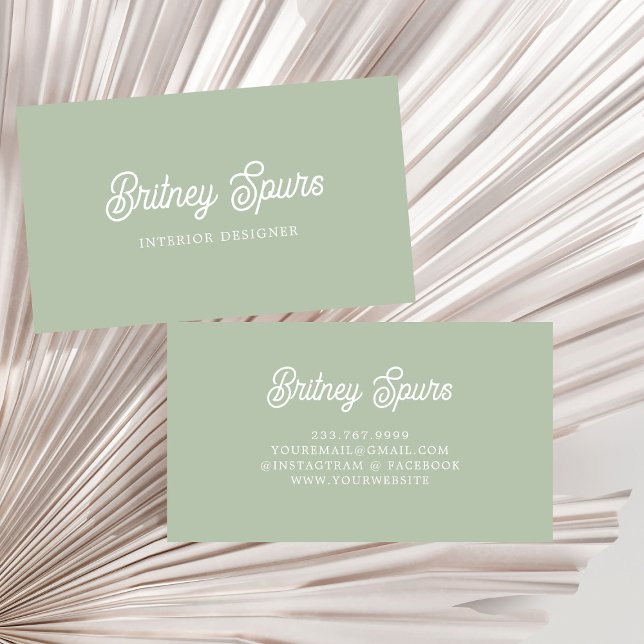 Modernes, grün Personalisiertes Monogramm und Name Visitenkarte (Von Creator hochgeladen)