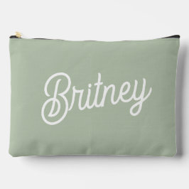 Modernes, grün Personalisiertes Monogramm und Name Zubehörtasche
