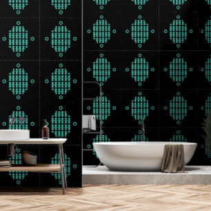 Modernes, grün-schwarzes Abstraktes Muster Elegant Tapete
