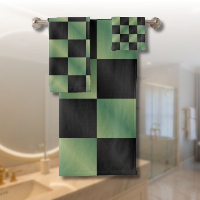 Modernes, grün-schwarzes Licht Badhandtuch Set (Von Creator hochgeladen)