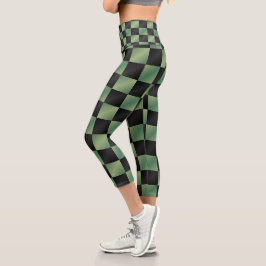 Modernes, grün-schwarzes Licht Capri Leggings