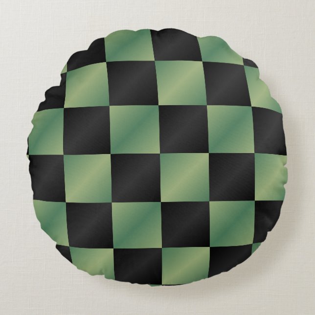 Modernes, grün-schwarzes Licht Rundes Kissen (Vorderseite)