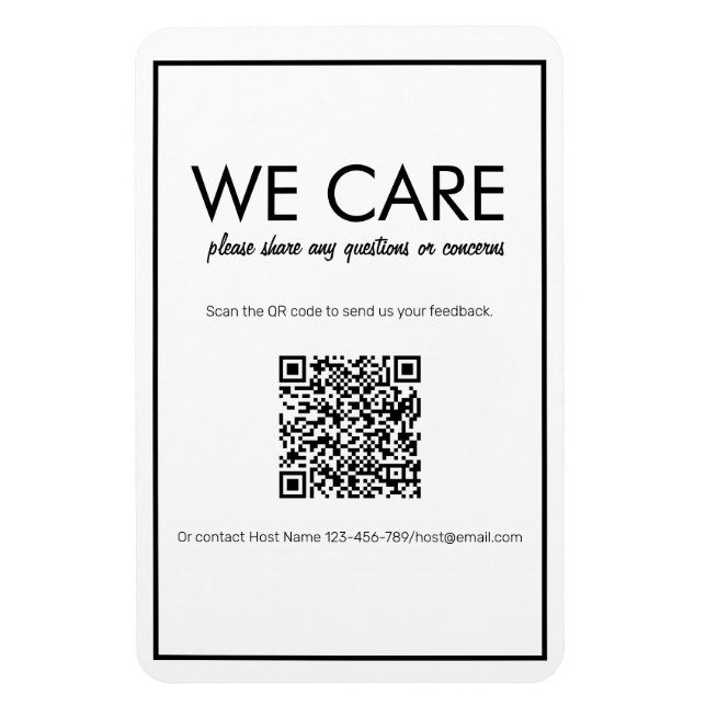 Modernes, grundlegendes White QR Code Feedback Mag Magnet (Vertikal)