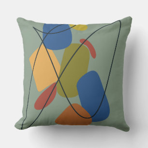 Modernes grünes Blau des Mitteljahrhunderts Abstra Kissen