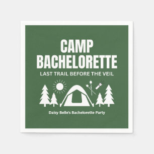 Modernes grünes Camping Junggesellinnen-Wochenende Serviette