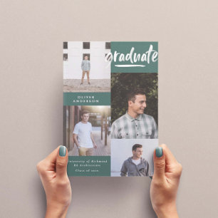 Modernes grünes Drehbuch 4 Foto Stilvoller Abschlu Einladung
