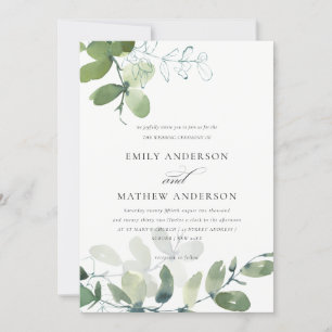 MODERNES GRÜNES EUCALYPTUS FOLIAGE WATERCOLOR WEDD EINLADUNG