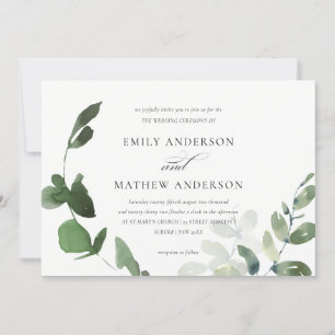 MODERNES GRÜNES EUCALYPTUS FOLIAGE WATERCOLOR WEDD EINLADUNG