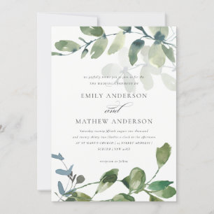MODERNES GRÜNES EUCALYPTUS FOLIAGE WATERCOLOR WEDD EINLADUNG