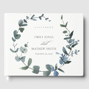 MODERNES GRÜNES EUCALYPTUS FOLIAGE WATERCOLOR WEDD GÄSTEBUCH