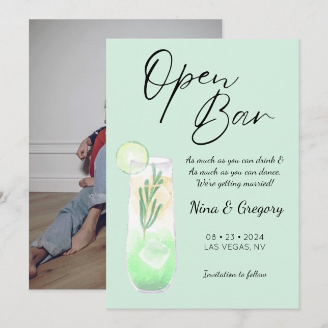 Modernes grünes Foto Save The Date (Vorne/Hinten)