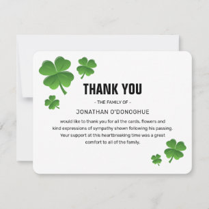 Modernes grünes Kleeblatt Clover Bereavement Beerd Dankeskarte