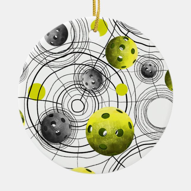 Modernes grünes Pickleball Keramik Ornament (Vorne)