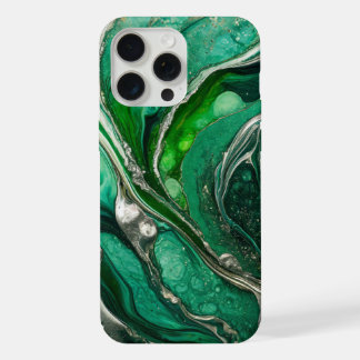Modernes grünes Silber Eleganter Marmor iPhone 15 Pro Max Hülle