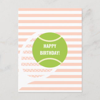 Modernes grünes Tennis-Ball Pink zum Geburtstag Postkarte