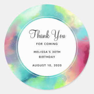 Modernes grünes u. rotes Raum-Nebelfleck-Aquarell Runder Aufkleber